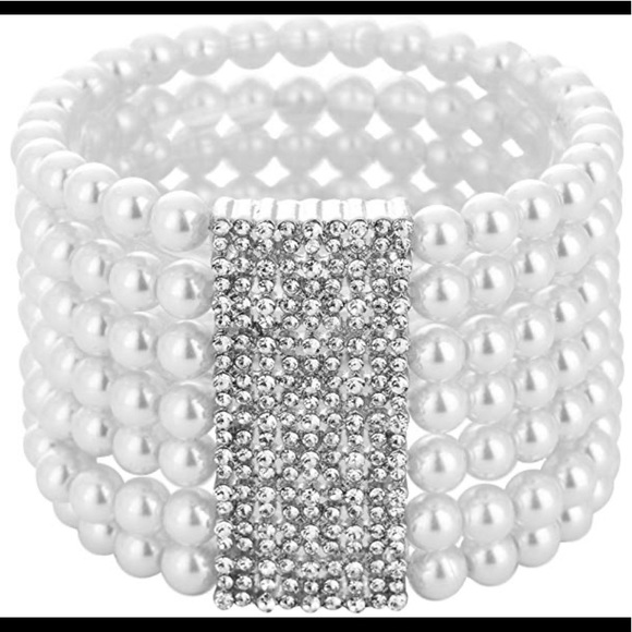 Inspired Pearl Elastic Bracelet Bangle - Picture 4 of 4